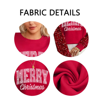 Tewmeu Christmas Sweatshirts for Women Sparkly Merry and Bright Sweater