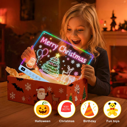 Led Drawing Board with 13 Light Effects, 16" Rechargeable Glow Doodle LED Note Board with Colors, Neon Light Up Drawing Tablet Gifts for Kids for Easter Birthday Christmas Gift Ideas
