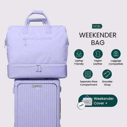 Nobl Travel Weekender Bag for Women & Men, Large Carry-On Duffel, Hot Pink