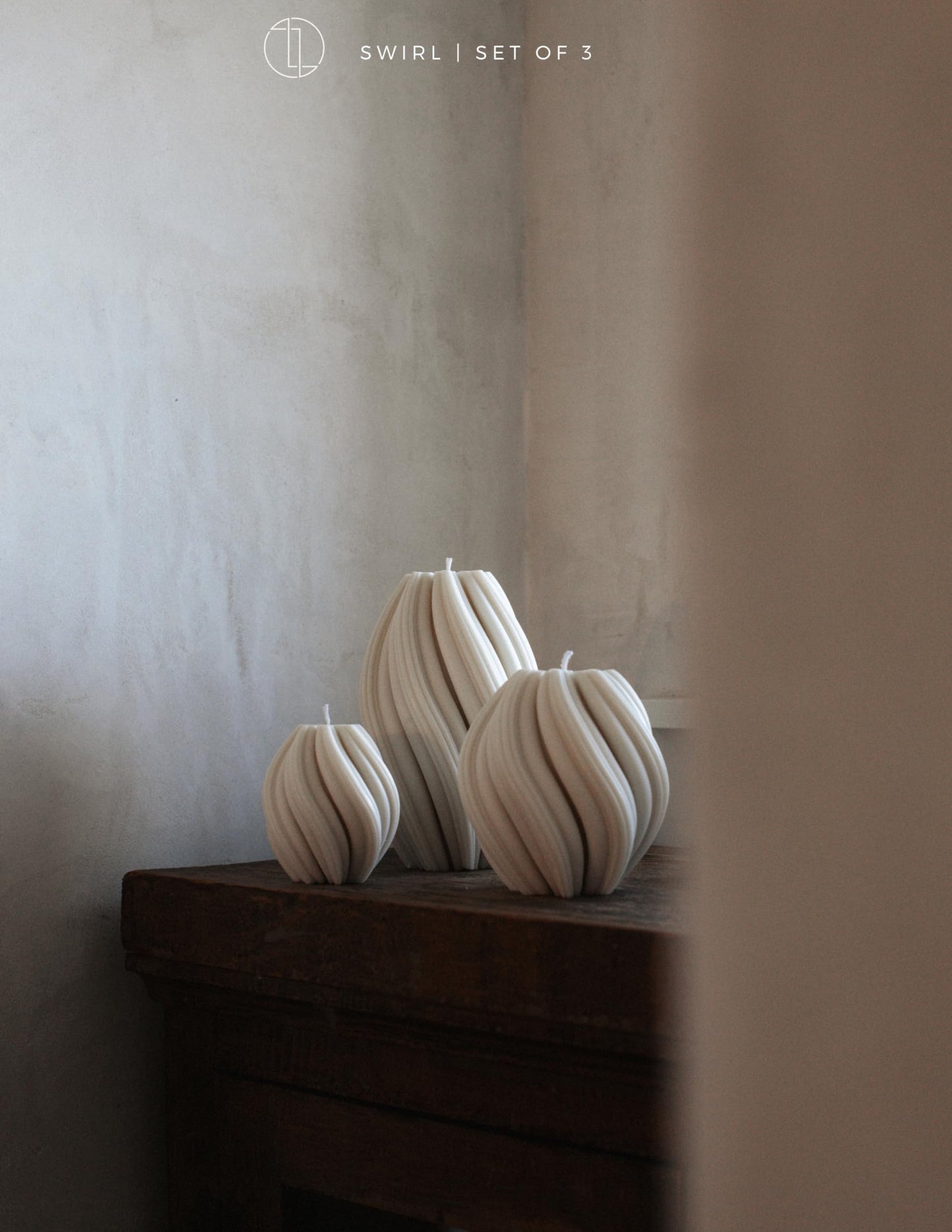 LAWA Swirl Candle - Beautiful Handmade Pillar Soy Wax Twirl Elegant Bubble Aesthetic Candle Housewarming Gift Home Room Shelf Decor Idea Spiral White Large
