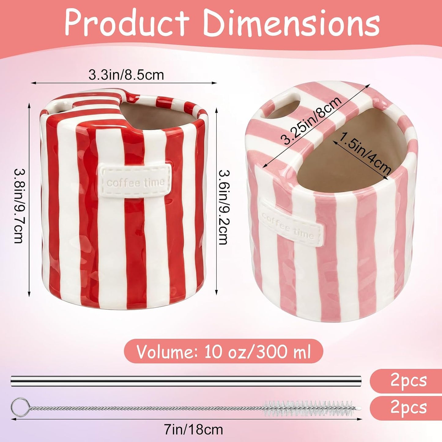2 Pack Ceramic Mug with Sip Hole,