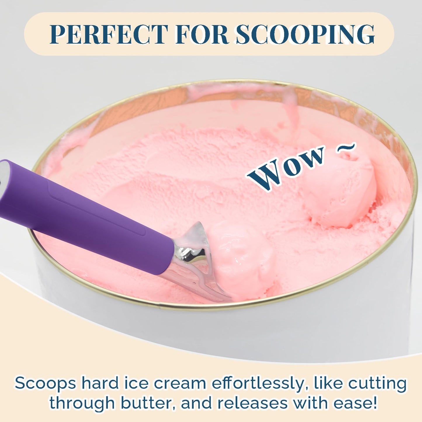 Heated Ice Cream Scoop Rechargeable, Electric Warming Ice Cream Scooper with LED Display, Heats to 158°F for Hard Ice Cream, Easy for Seniors & Kids, IP67 Waterproof (White, 2 oz)