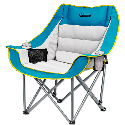 Oversized Camping Chair for Adults – Heavy Duty Folding Chair with Cup Holders, Storage Pocket & Carry Bag – Outdoor Padded Camp Chair for Camping, Backyard, Fishing & Sports – Supports 400lbs