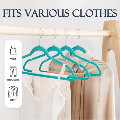 HOUSE DAY Black Velvet Hangers 60 Pack, Non Slip Clothes Felt Hanger Heavy Duty for Coat, Premium Slim Space Saving Suit Hangers for Closet Organizer, 360° Rotating Silver Hook