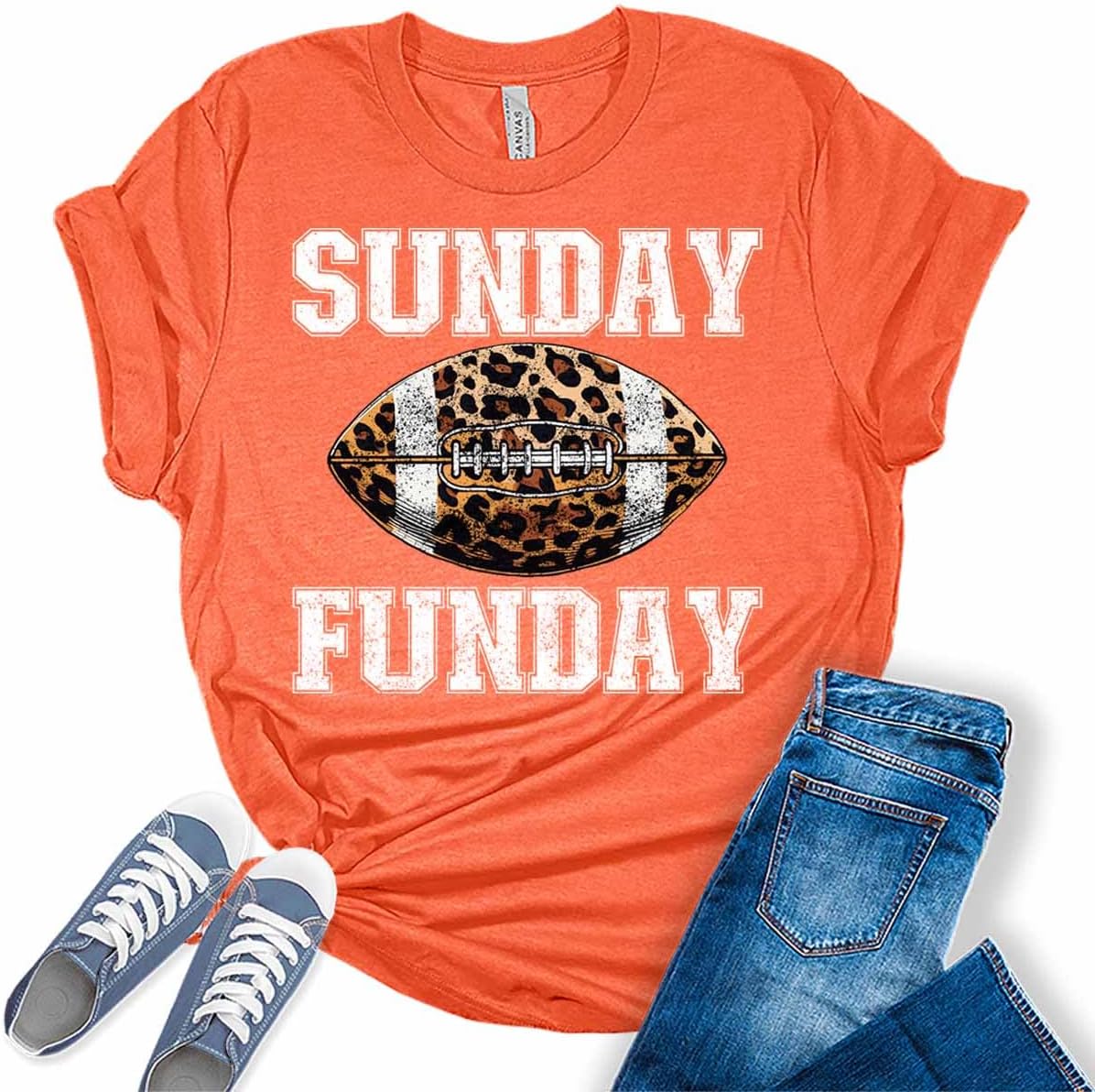 Football Shirts for Women Touchdown Season Tshirt Cute Leopard Bleach Print Fall Graphic Tees