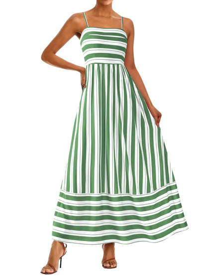 PRETTYGARDEN Women’s Boho Floral Striped Summer Maxi Dress