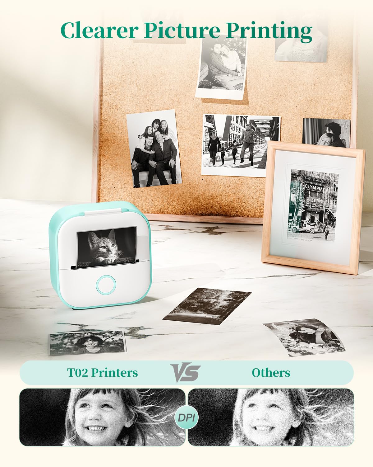 Memoking Mini Printer - Sticker Printer T02 Inkless Sticker Maker Machine