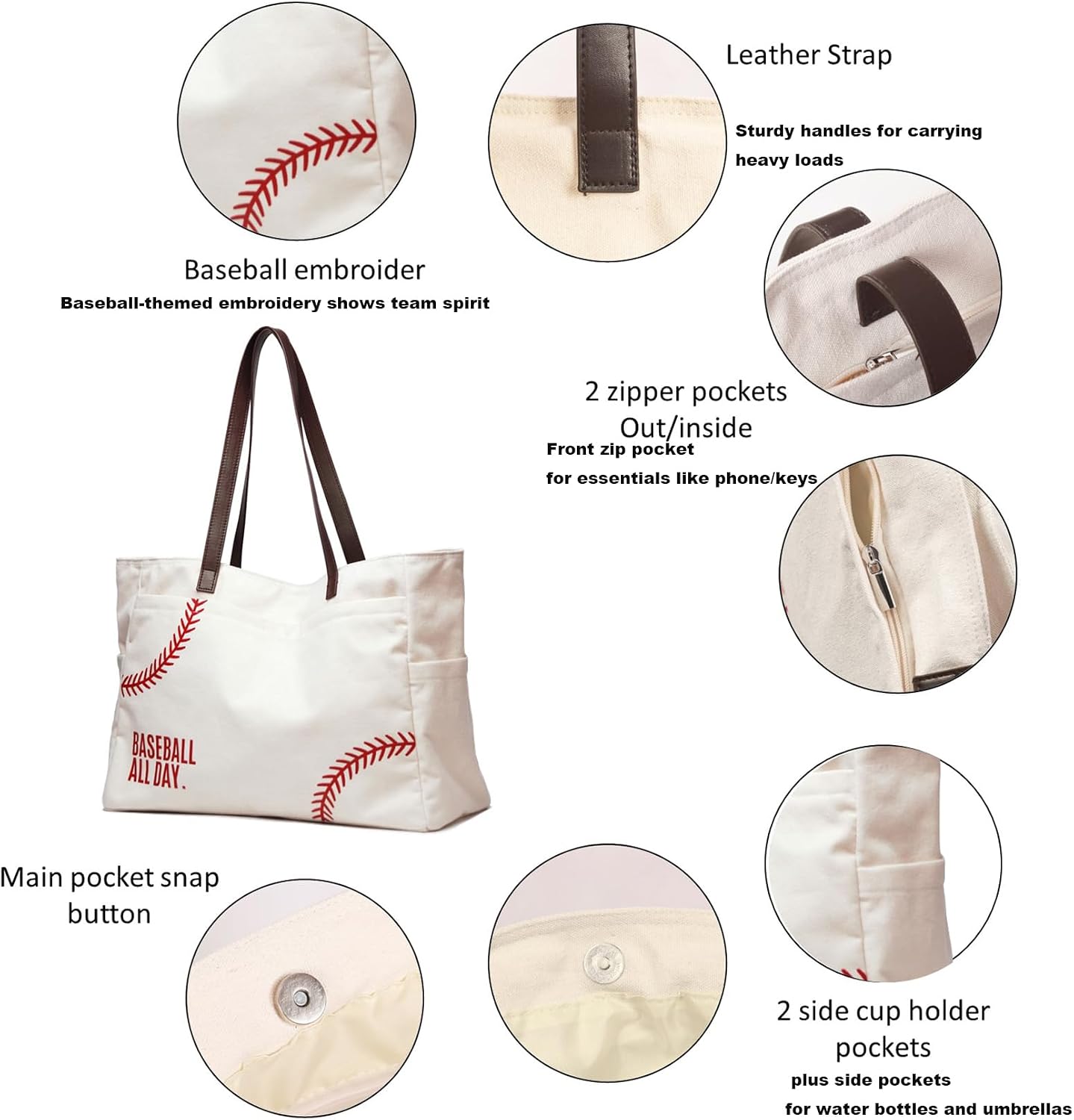 Canvas Tote Bag Baseball Mom Bag Sports Mom Must Haves Baseball Gifts