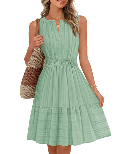 MEROKEETY Womens Summer Casual Beach Vacation Sleeveless Mini Sundress
