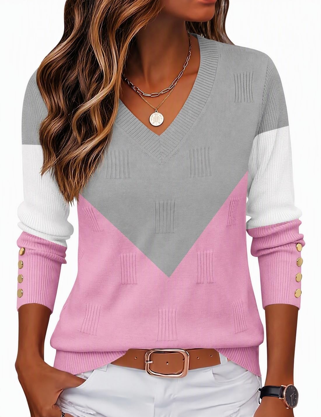 Zeagoo Womens V Neck Sweaters