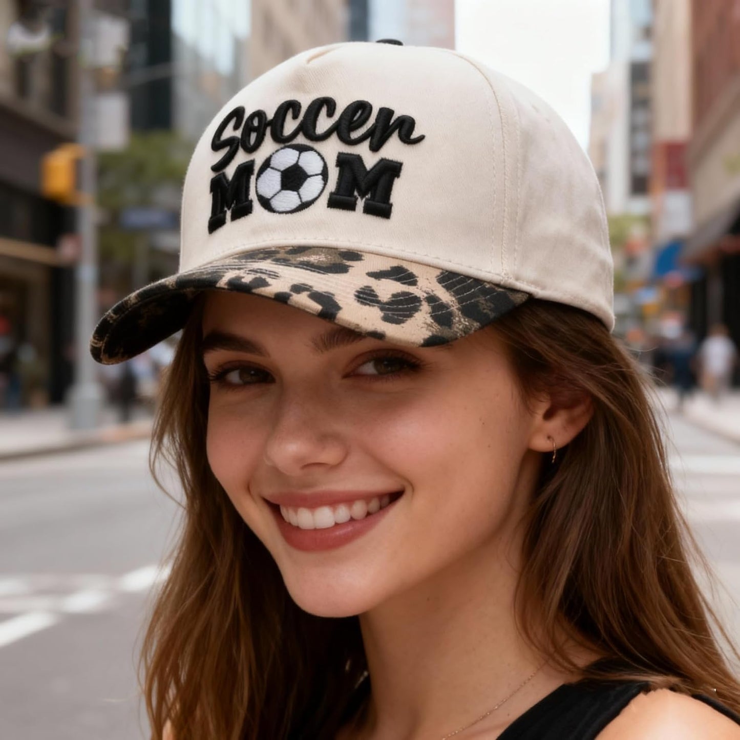 Soccer Mom Trucker hat - Embroidered Adjustable Vintage Sport Mama Baseball Caps Beige