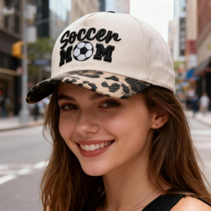 Soccer Mom Trucker hat - Embroidered Adjustable Vintage Sport Mama Baseball Caps Beige