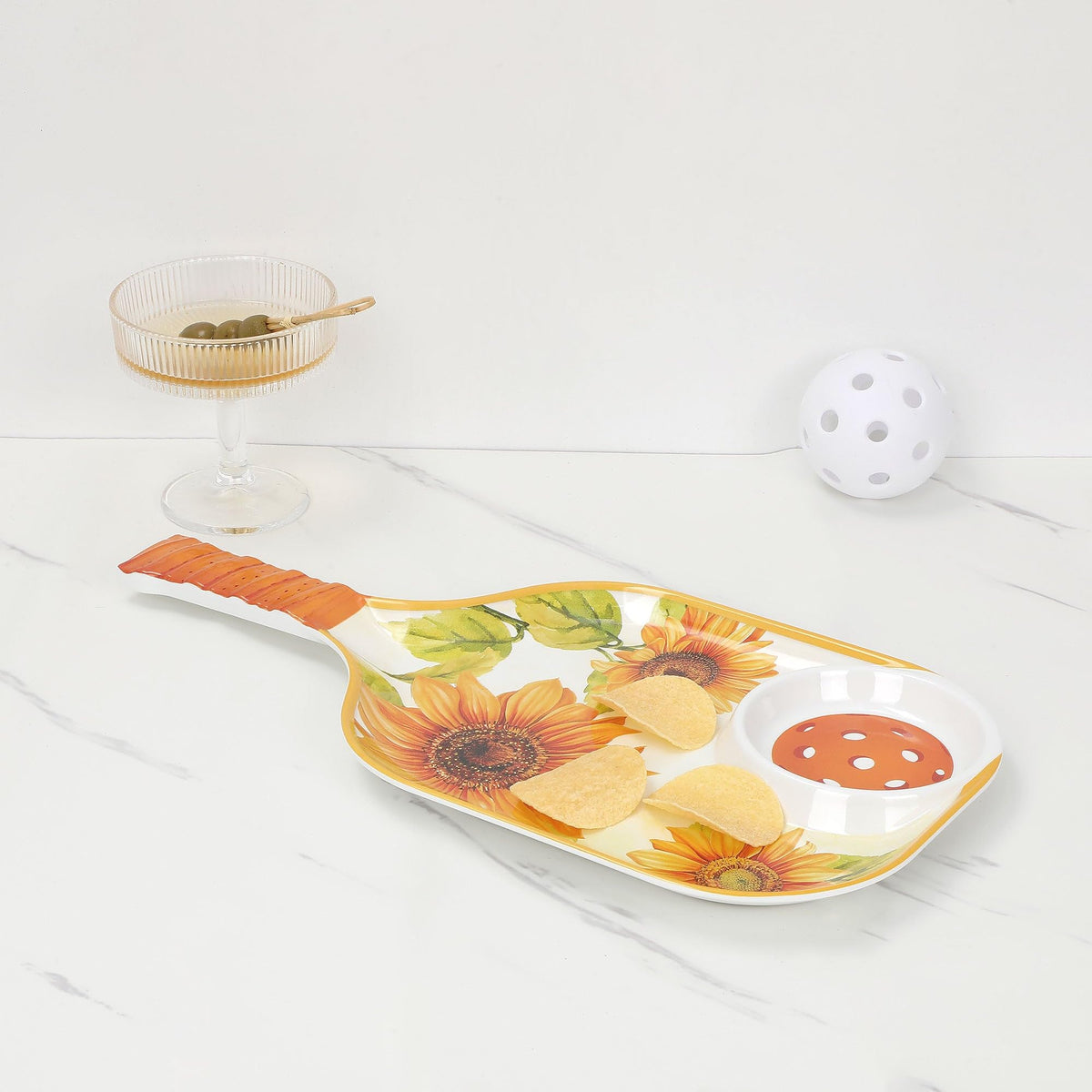 UPware Lovely Lemon Melamine Chip and Dip Snack Tray