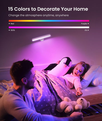 PopoIron Wall Sconce with 7500mAh Rechargeable Battery LED Wall Light for Bedroom with Remote Control, 3 Colors Wireless Wall Lamp 360° Rotation Dimmable Brightness with 15 RGB Colors,Black,1 Pack