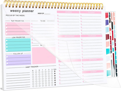 Thboxes Weekly Desk Planner, 8.5x11 In To Do List Notepad, 52 Sheets, Pink | Productivity Organizer, Work from Home Essentials, Undated Tear Off Pages, Office, College, School, Student and Teacher Gifts