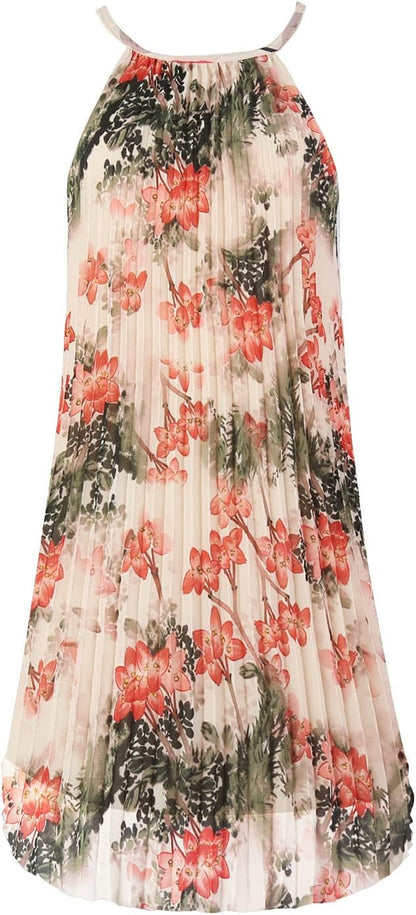 Ellames 2026 Summer Pleated Casual Swing Dress with Belt