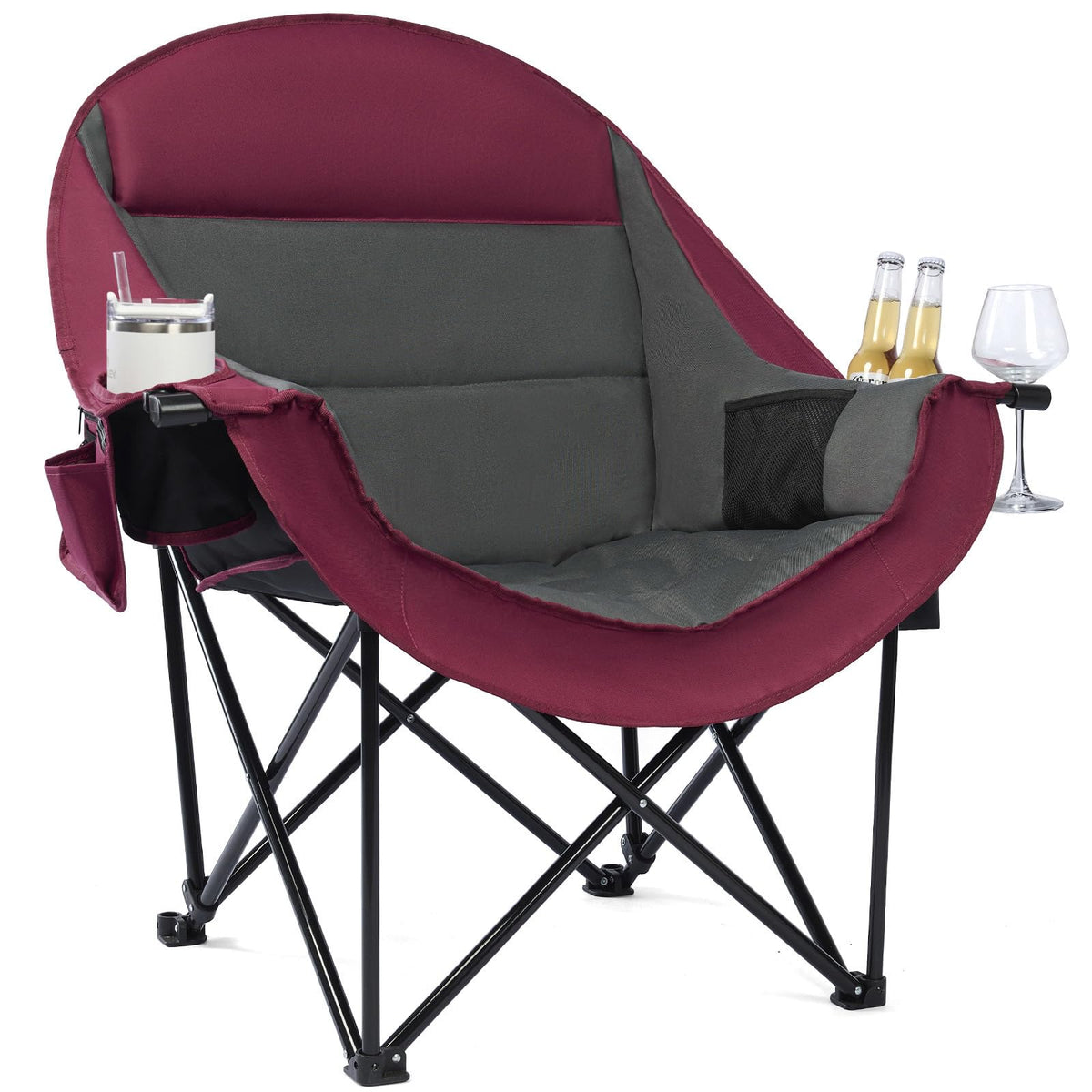 Oversized Camping Chairs for Adults - Heavy Duty Padded Outdoor Camp Chair