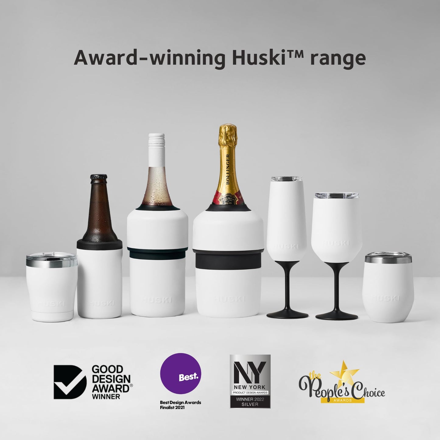 Huski Wine Tumbler 2.0 | NEW | Award-winning Design with Detachable Stem | Premium Stainless Steel Wine Glass with Lid | Triple Insulated Tumbler | 12oz Capacity | Great Gift (White)