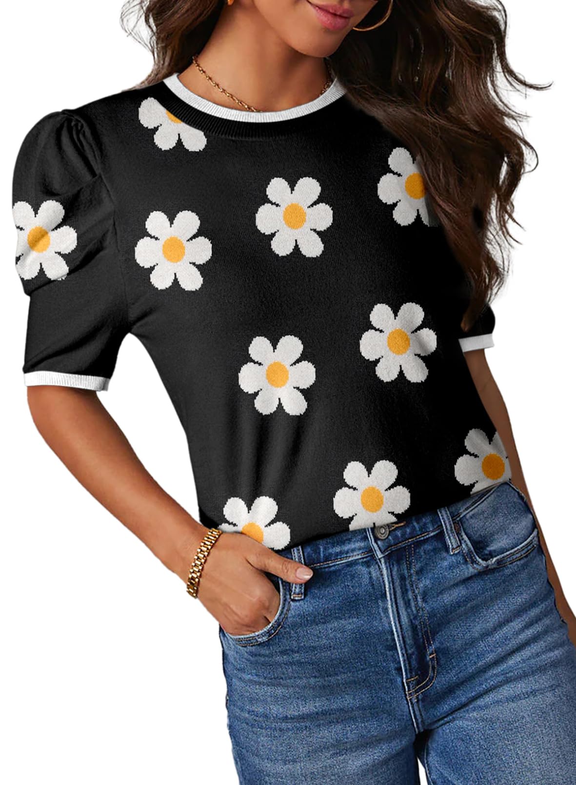 Dokotoo Women's Short Puff Sleeve Tops