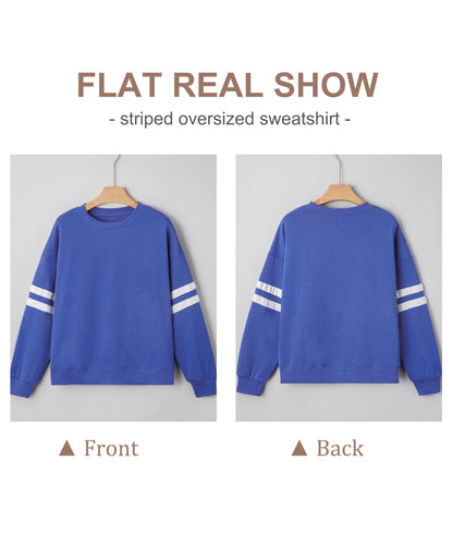Selink Womens Varsity Striped Oversized Sweatshirt Crewneck Long Sleeve Casual Fashion Pullover Top Fall Outfits