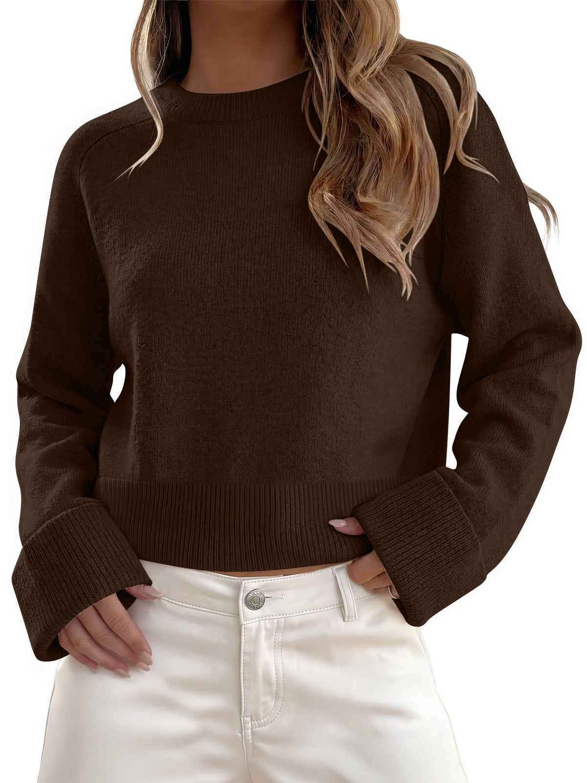 ANRABESS Sweaters for Women Cropped Fall Lightweight Pullover