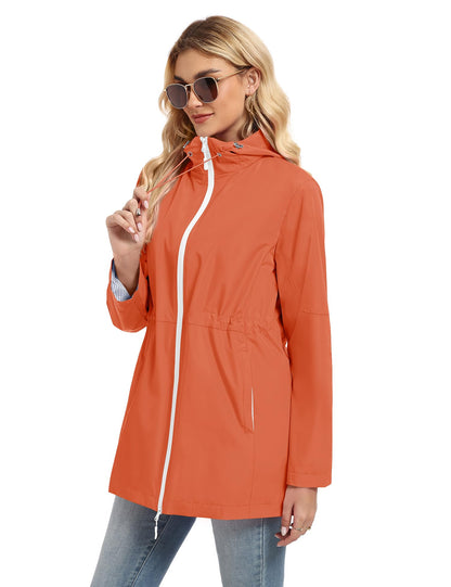 TCOT Rain Jacket Women Lined Raincoats Waterproof Hooded Long Trench Coat