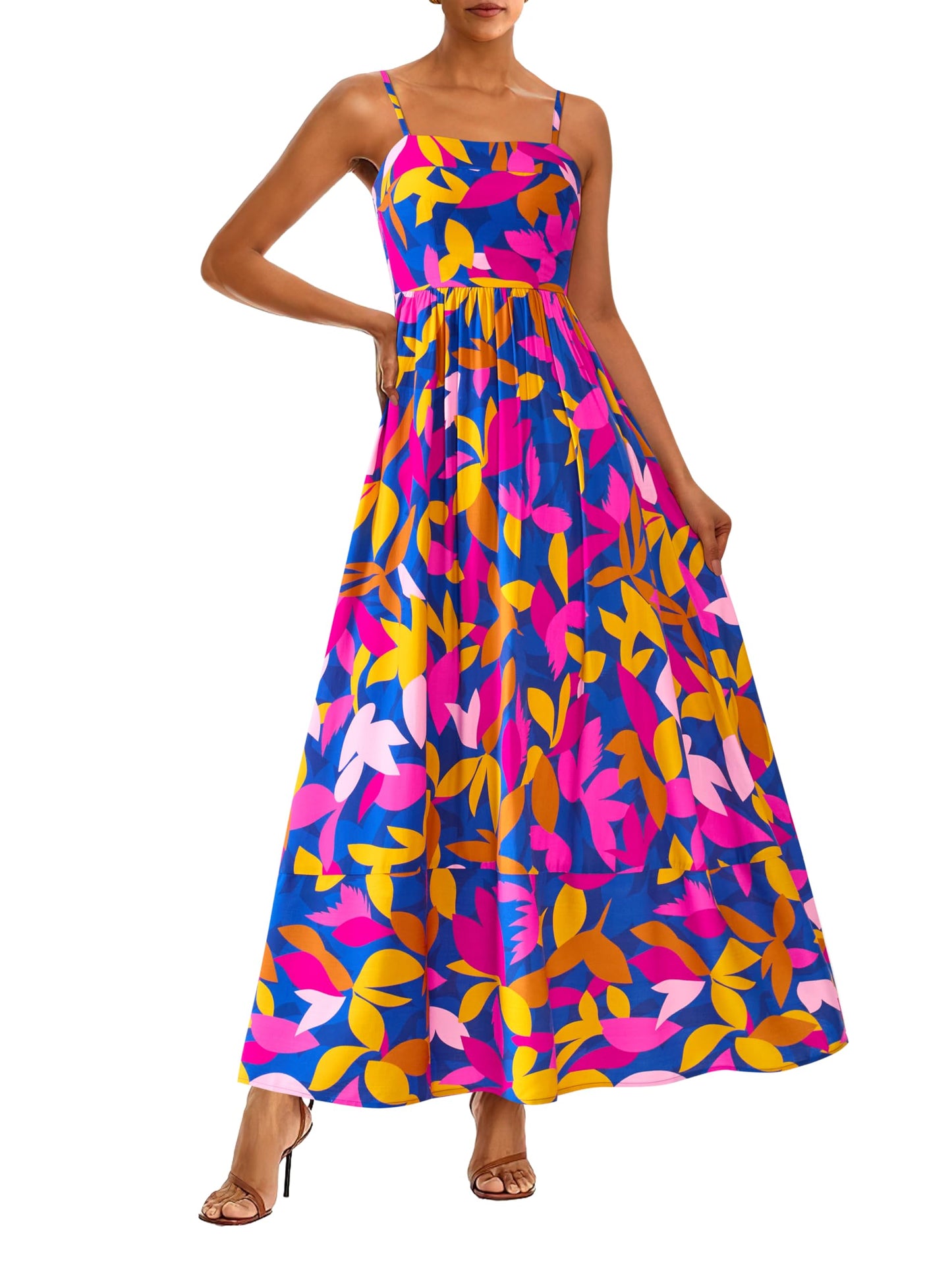 PRETTYGARDEN Women’s Boho Floral Striped Summer Maxi Dress