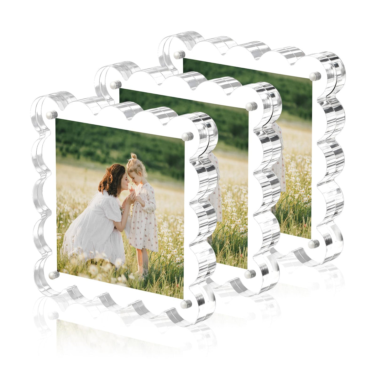 Chivalral 3 Pack 4x6 Acrylic Picture Frame, Double-Sided Tabletop Display