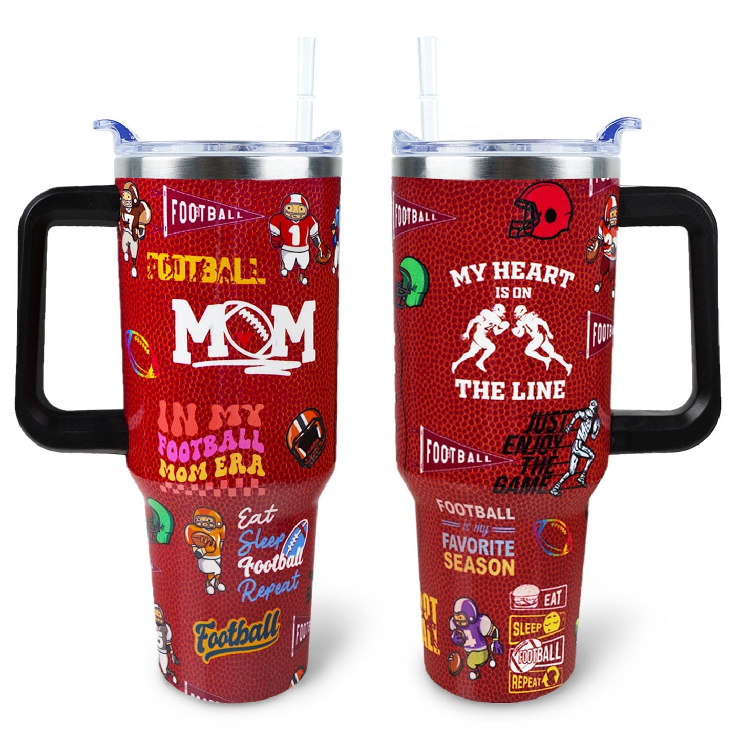 Baseball Mom 40 oz Tumbler with Handle and Straw Lid Leak Proof