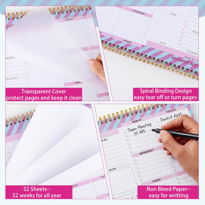 Thboxes Weekly Desk Planner, 8.5x11 In To Do List Notepad, 52 Sheets, Pink | Productivity Organizer, Work from Home Essentials, Undated Tear Off Pages, Office, College, School, Student and Teacher Gifts