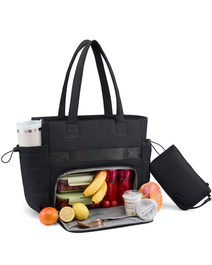 Lovevook Tote Bag for Women with Giant Tumbler Holder Pocket, Puffer Work Travel Laptop Handbag with Zipper for Nurse Teacher