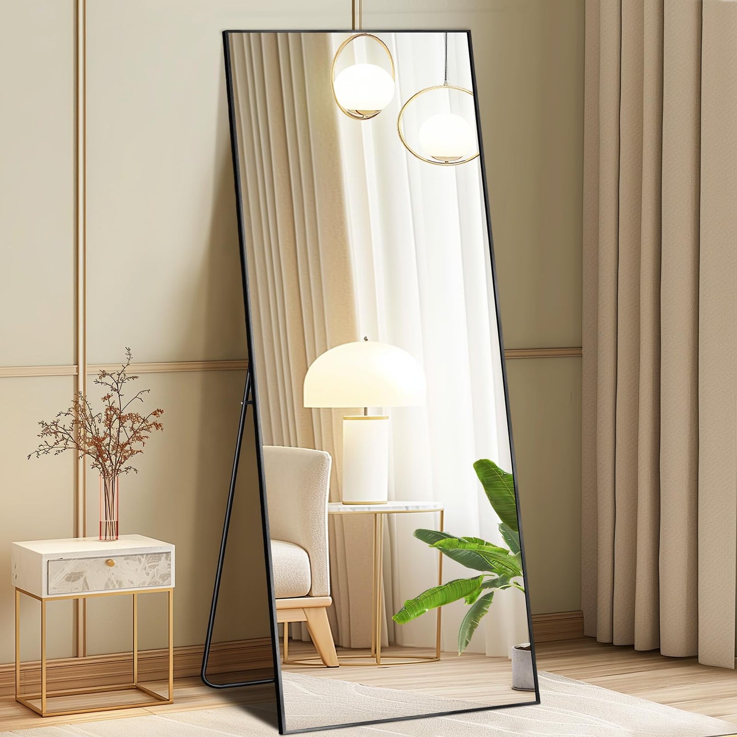 DUMOS 59"x16" Arched Full Length Mirror with Stand