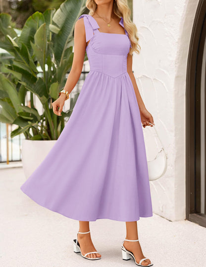 ZESICA Women's Summer Tie Shoulder Wedding Guest Maxi Dress