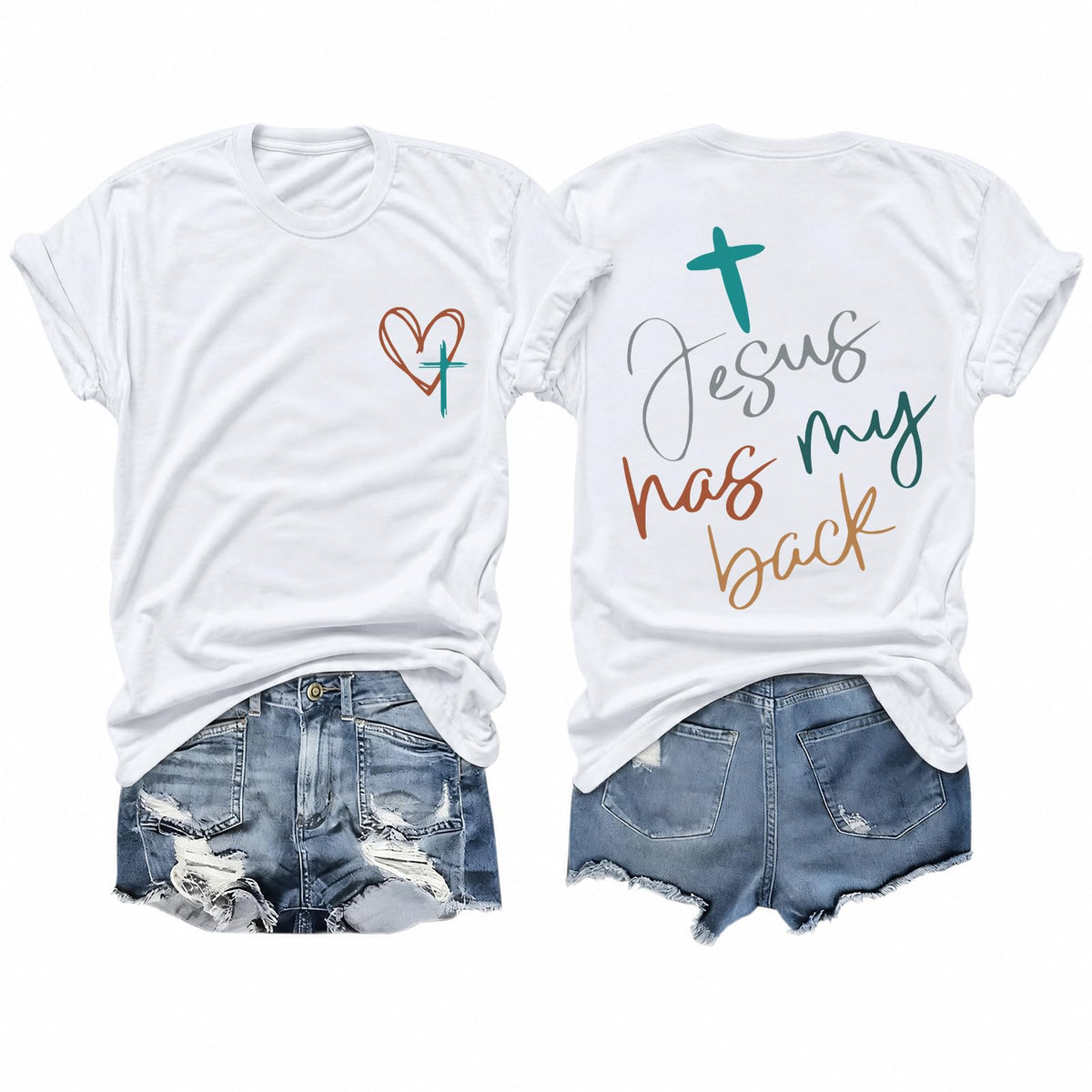 Tuislay Christian Shirts for Women Jesus Has My Back