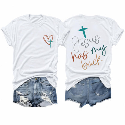 Tuislay Christian Shirts for Women Jesus Has My Back