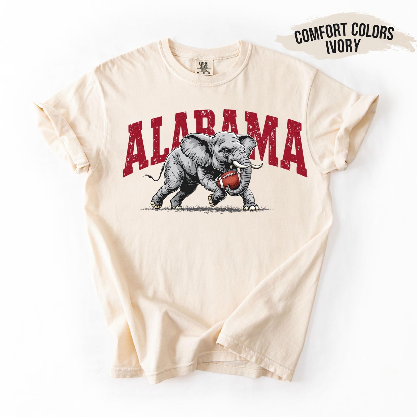 Alabama Elephant Football T-Shirt – Vintage Sport Grey Tee – Retro Game Day Apparel for Men & Women