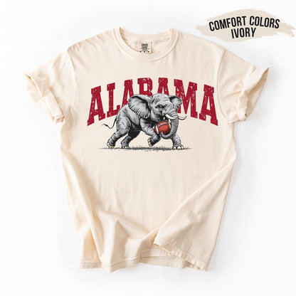 Alabama Elephant Football T-Shirt – Vintage Sport Grey Tee – Retro Game Day Apparel for Men & Women