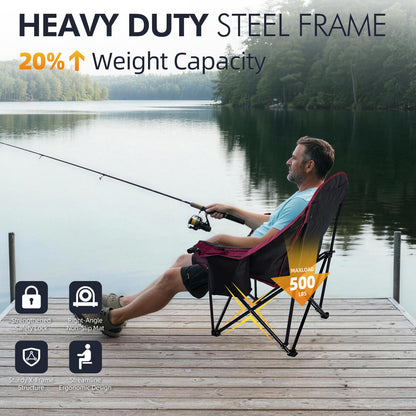 Oversized Camping Chairs for Adults - Heavy Duty Padded Outdoor Camp Chair