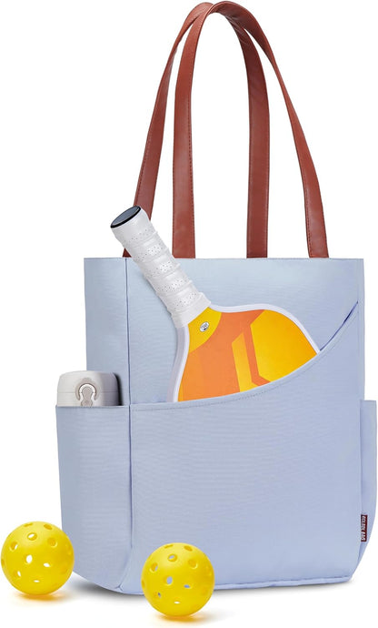 Pickleball Bag for Women Stylish Nylon Tote Fits 2 Paddle, Ball, Gear, Utility Shoulder Handbag for Sports