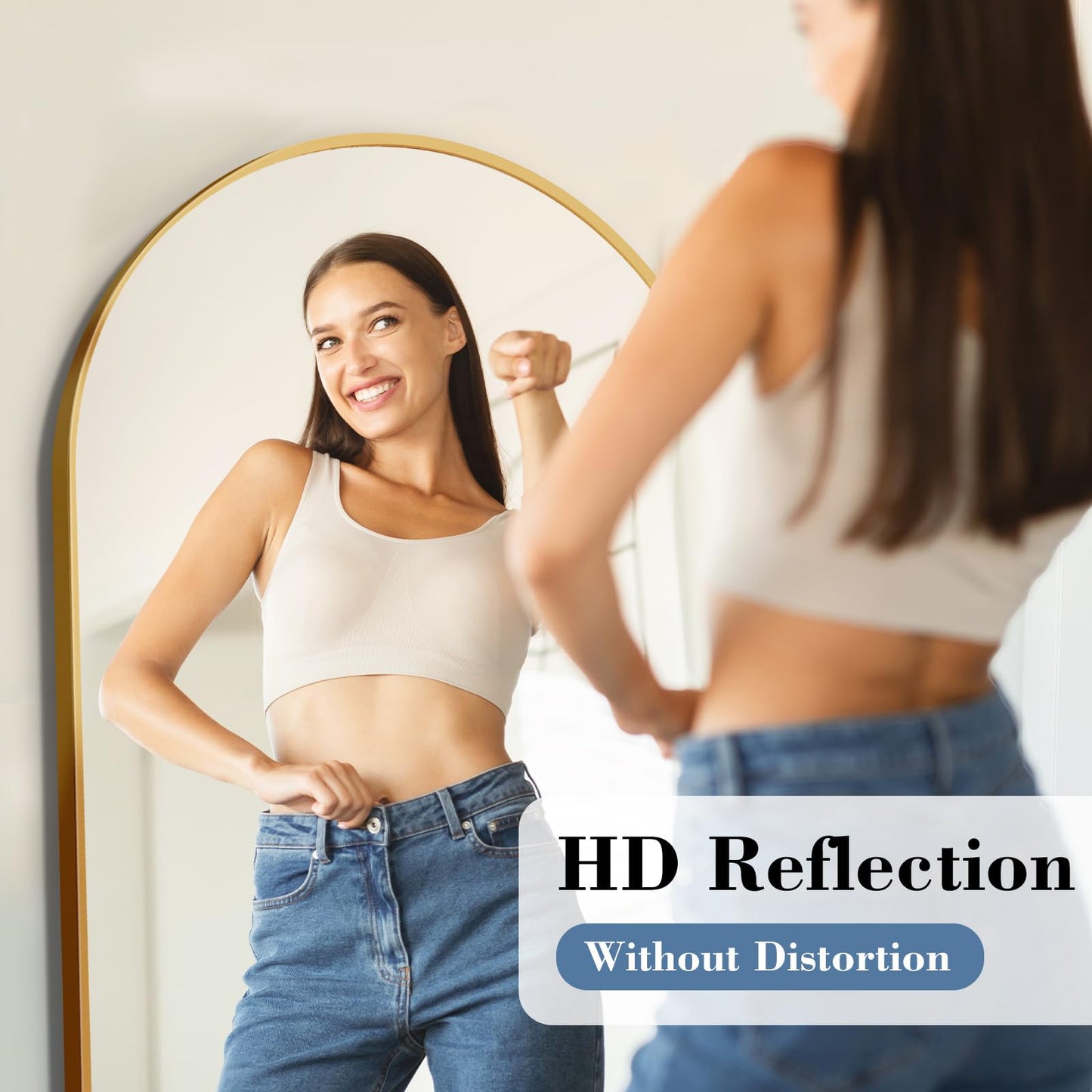 DUMOS 59"x16" Arched Full Length Mirror with Stand