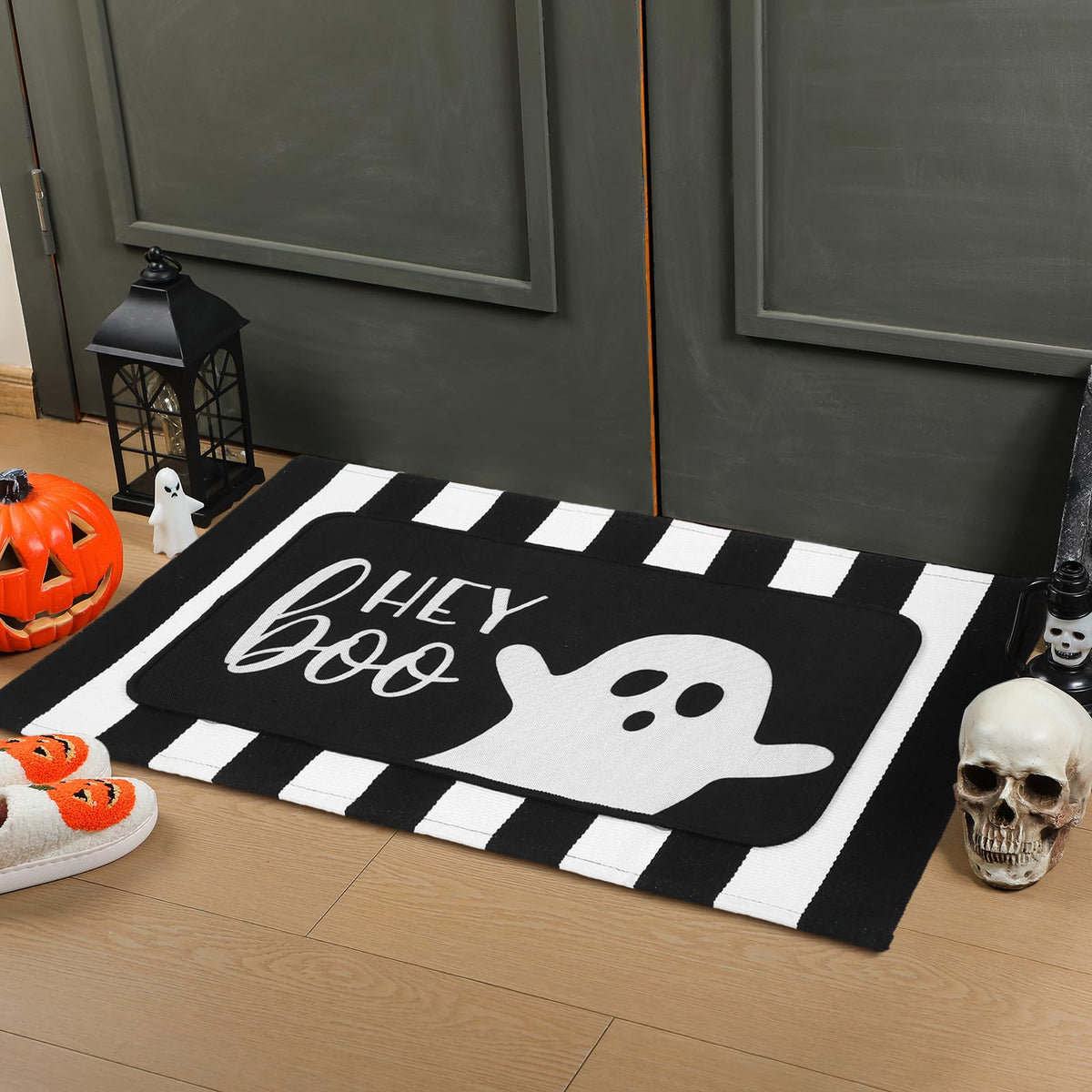 Tinideya 2 Pcs Halloween Door Mats Outdoor Layered Ghost Front Door Mat