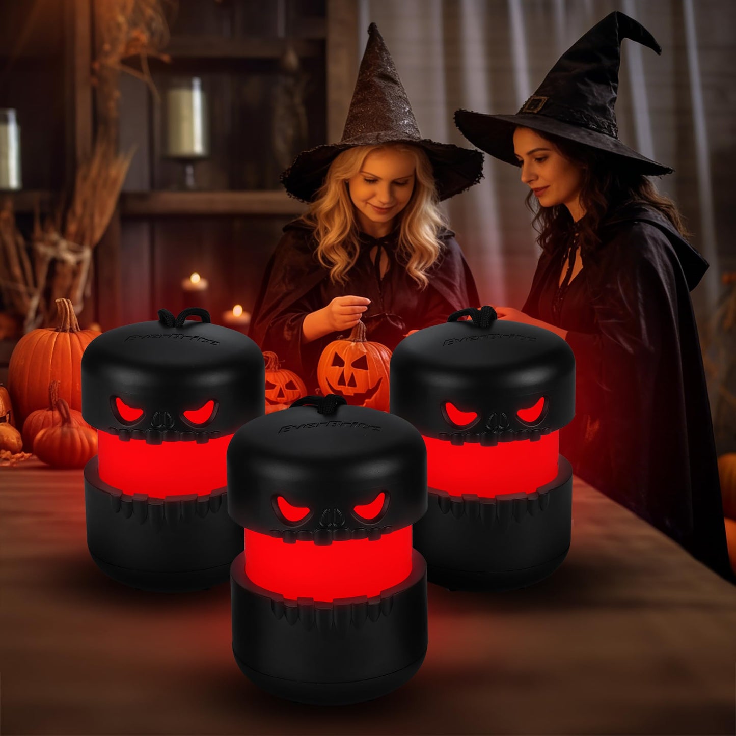 EverBrite 6-Pack Halloween Pumpkin Lantern, Collapsible Jack O Lantern Pumpkins with Lanyard, Halloween Party Favors, Light up Pumpkin Outdoor for Halloween Party Decoration, Battery Included