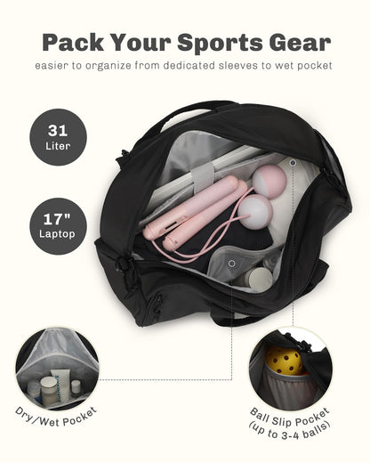 Hynes Eagle Pickleball Bags for Women Tennis Gym Bag Holds 2 Rackets