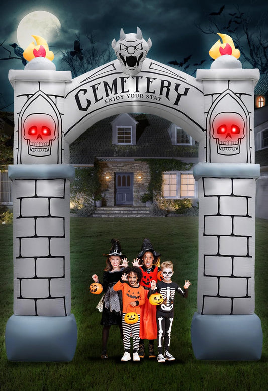 10FT Halloween Inflatable Frankenstein Archway, Halloween Monster Mouth Archway Built-in 6 LEDs for Halloween Inflatables Outdoor Decoration Blow up Frankenstein Arch for Party Haunted House