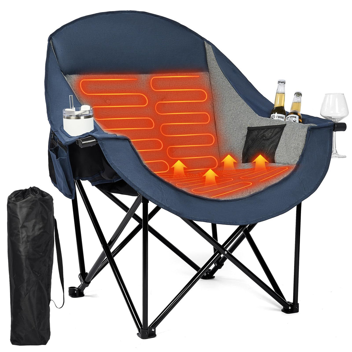Oversized Camping Chairs for Adults - Heavy Duty Padded Outdoor Camp Chair