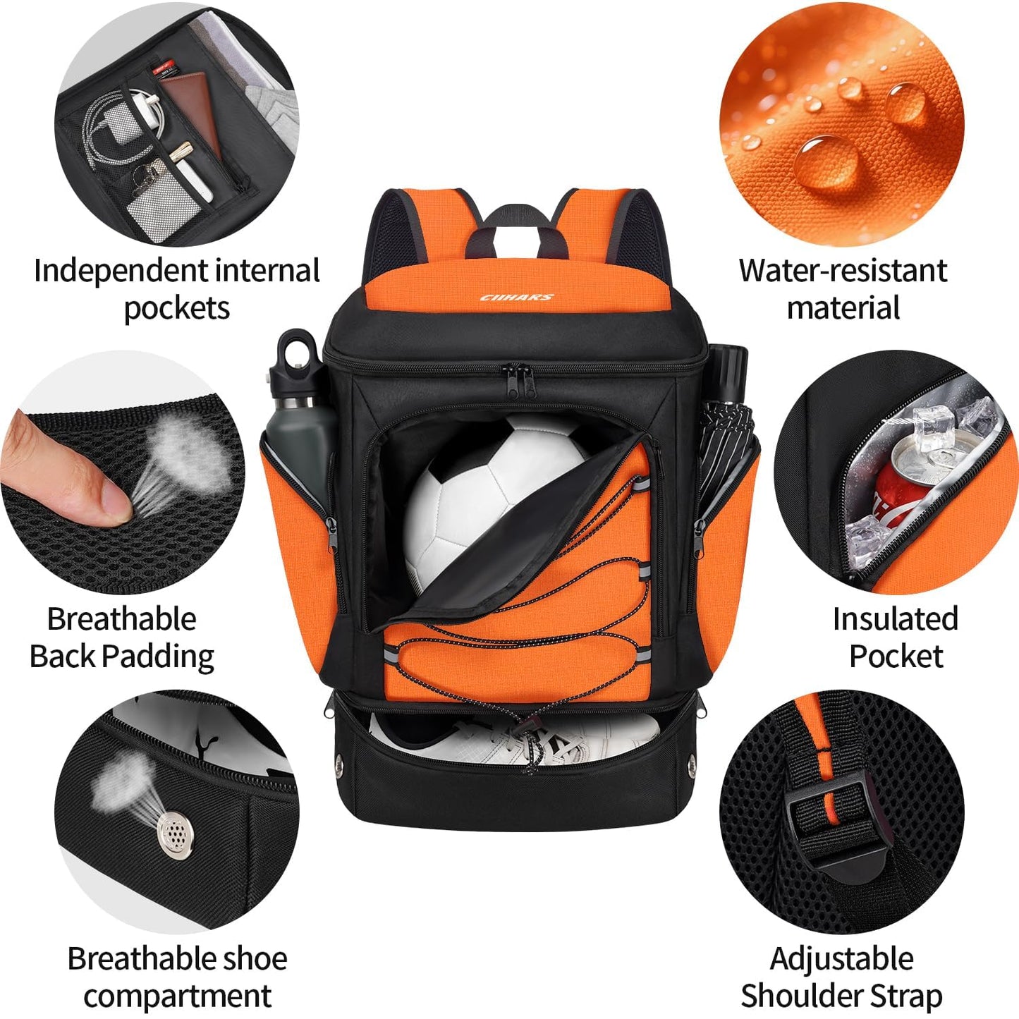 Soccer Backpack,Soccer Bag with Ball Holder and Shoe Compartment