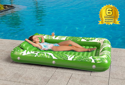 Inflatable Tanning Pool Lounger Float - Jasonwell 4 in 1 Sun Tan Tub Sunbathing Pool Lounge Raft Floatie Toys Water Filled Tanning Bed Mat Pad for Adult Blow Up Kiddie Pool Kids Ball Pit Pool (L)