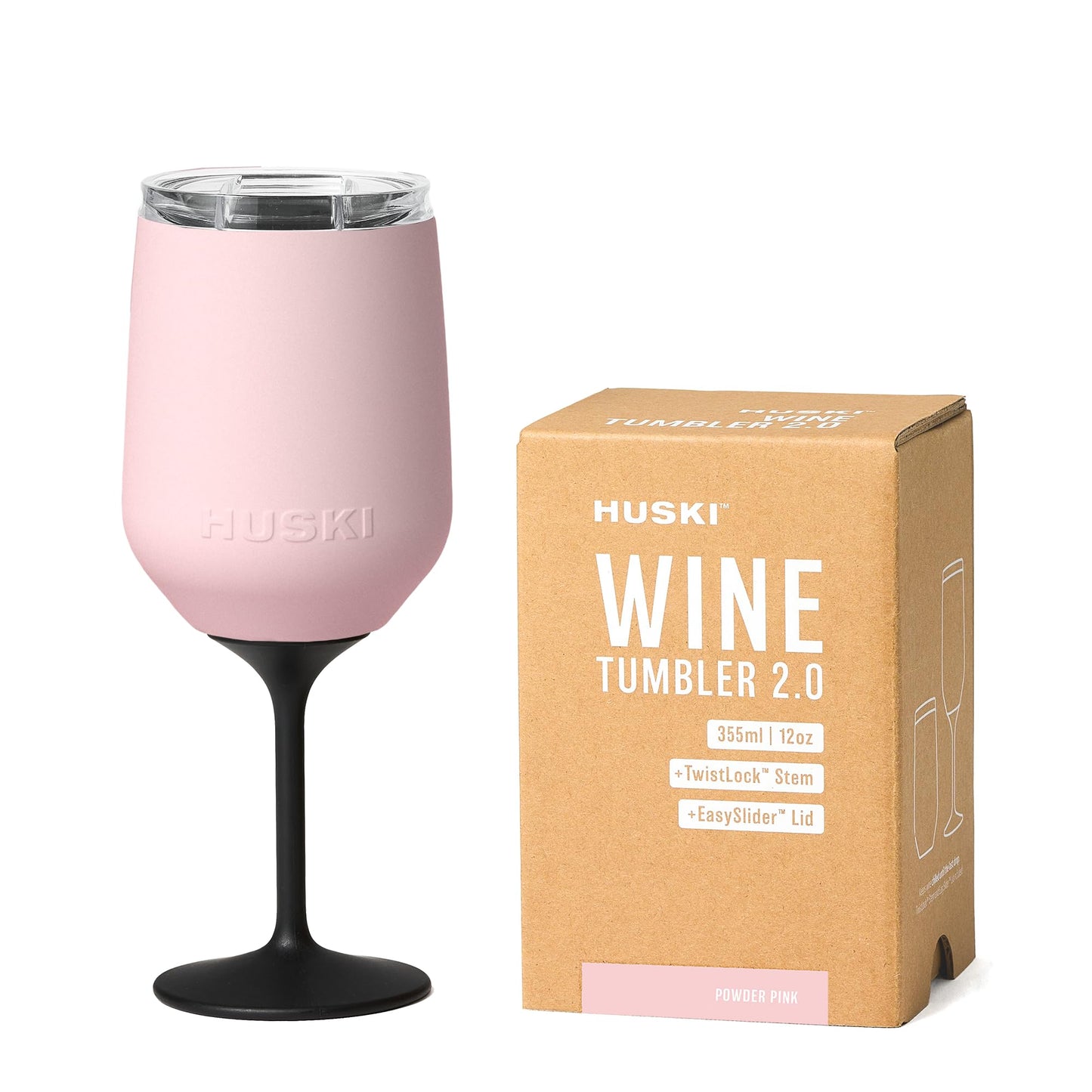 Huski Wine Tumbler 2.0 | NEW | Award-winning Design with Detachable Stem | Premium Stainless Steel Wine Glass with Lid | Triple Insulated Tumbler | 12oz Capacity | Great Gift (White)