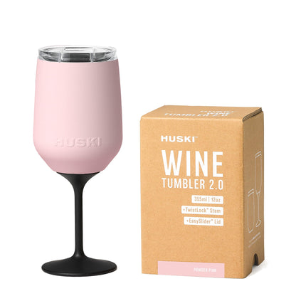 Huski Wine Tumbler 2.0 | NEW | Award-winning Design with Detachable Stem | Premium Stainless Steel Wine Glass with Lid | Triple Insulated Tumbler | 12oz Capacity | Great Gift (White)