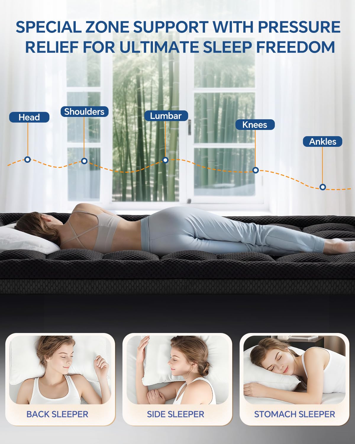 BEDELITE Dorm Room Essentials, Dual Layer 4 Inch Twin XL Memory Foam Mattress Topper for College Students Back to School, 2 Inch Pillow Top Mattress Pad and 2 Inch Cooling Gel Foam for Pressure Relief